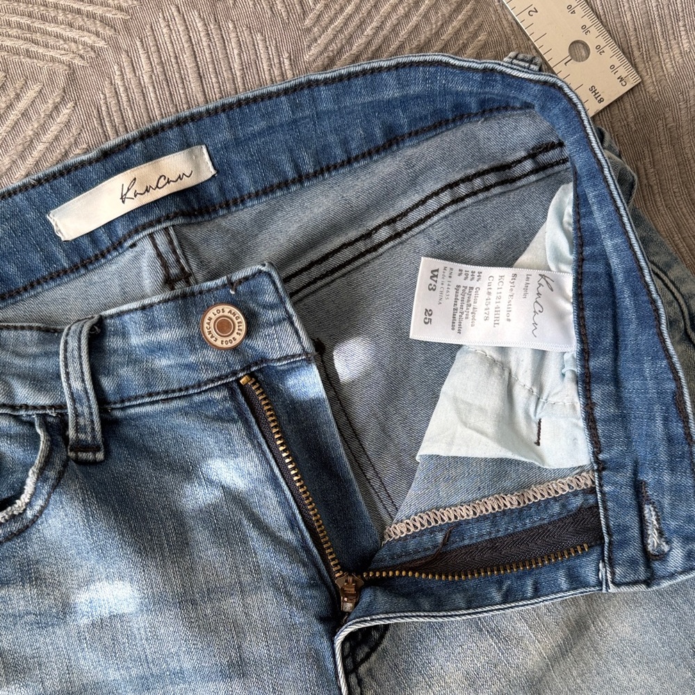 KanCan Faded Denim Skinny Jeans in Light Blue - Picture 2 of 4